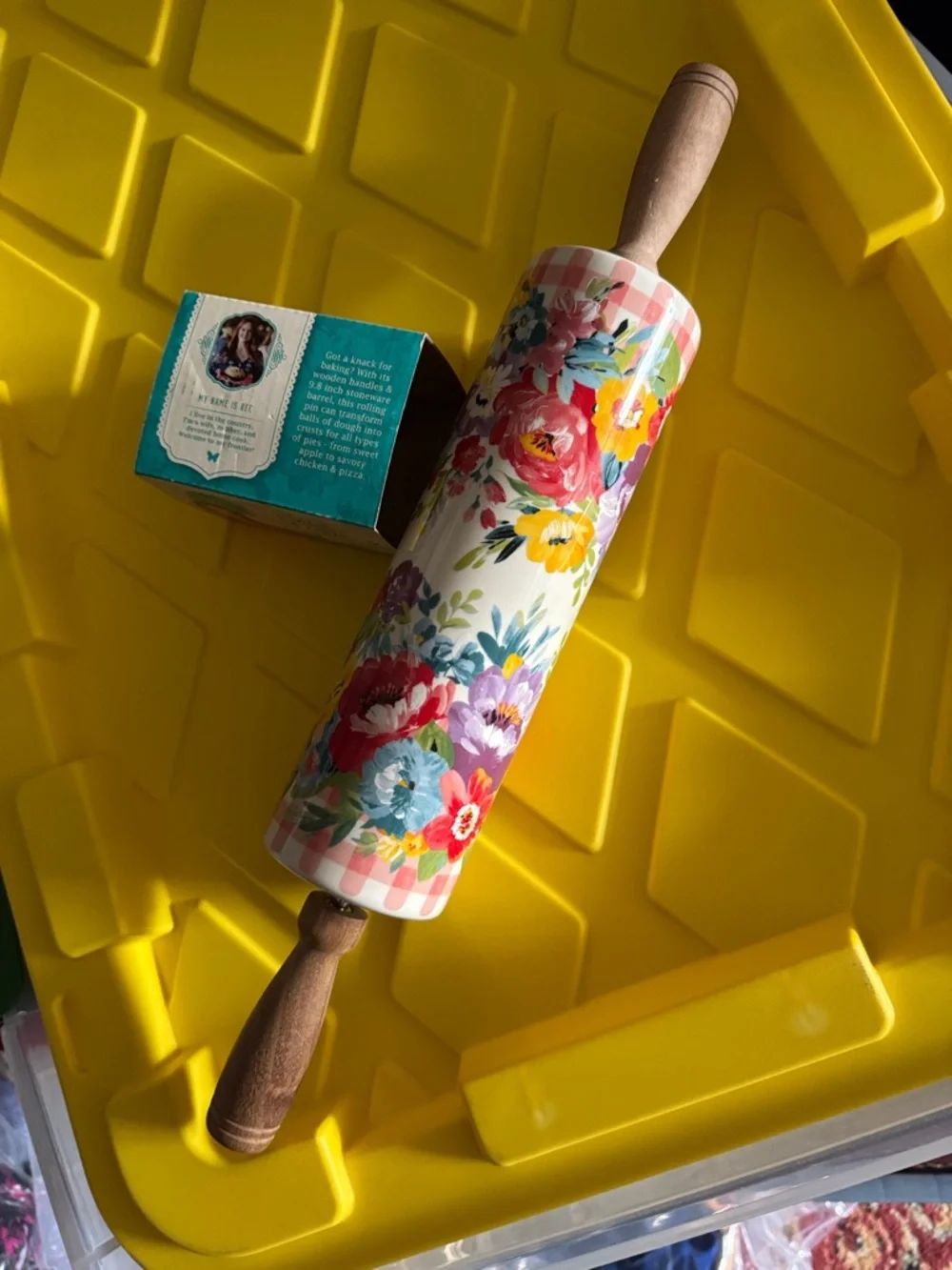 Pioneer Woman Floral Ceramic Rolling Pin Sweet Romance blossoms